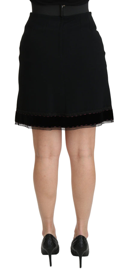 Minifalda de viscosa negra de talle alto y corte en A de Dolce & Gabbana