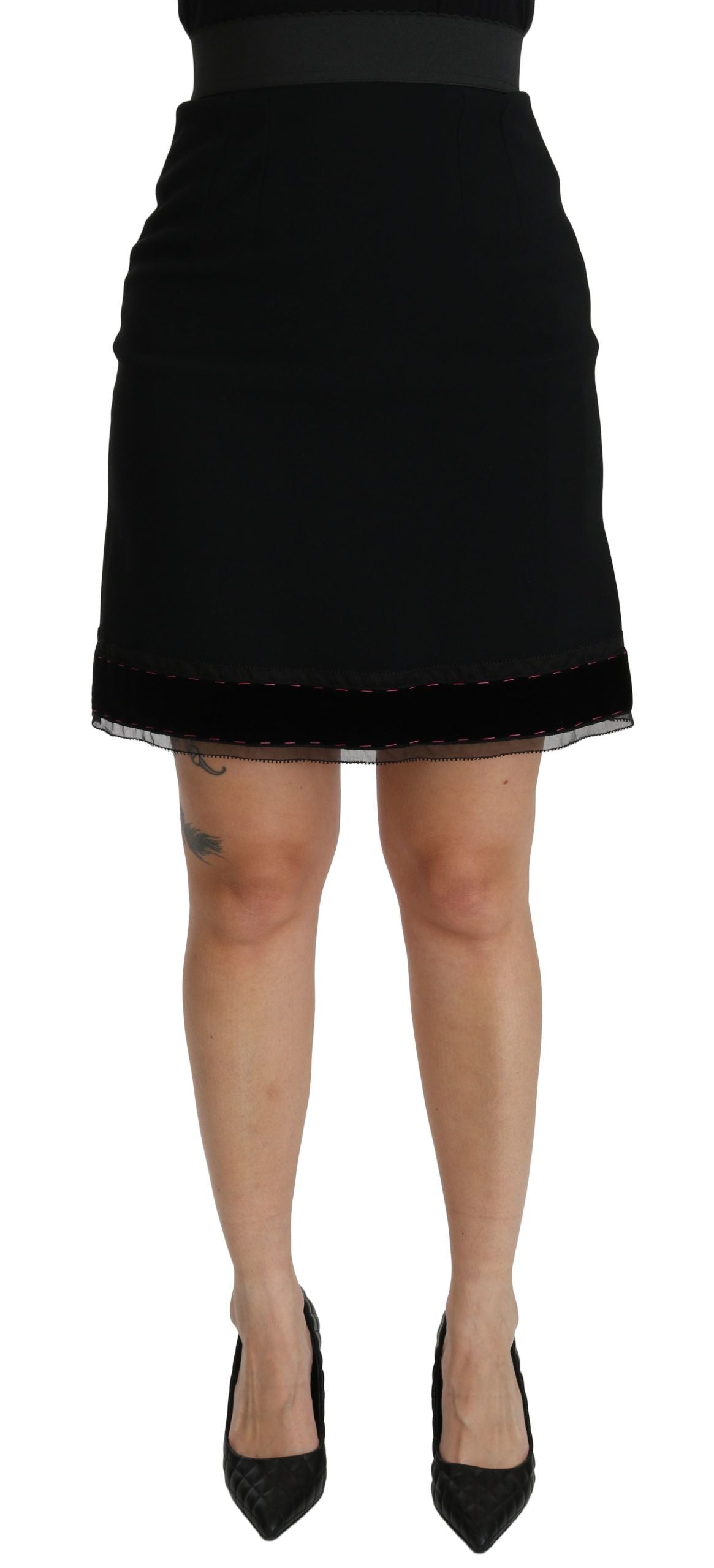 Minifalda de viscosa negra de talle alto y corte en A de Dolce & Gabbana