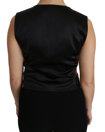 Chaleco de blusa con estampado floral negro y rosa de Dolce & Gabbana