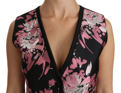 Chaleco de blusa con estampado floral negro y rosa de Dolce & Gabbana