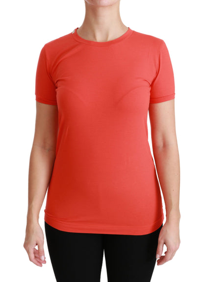 Dolce & Gabbana Camiseta de algodón roja de cuello redondo y manga corta