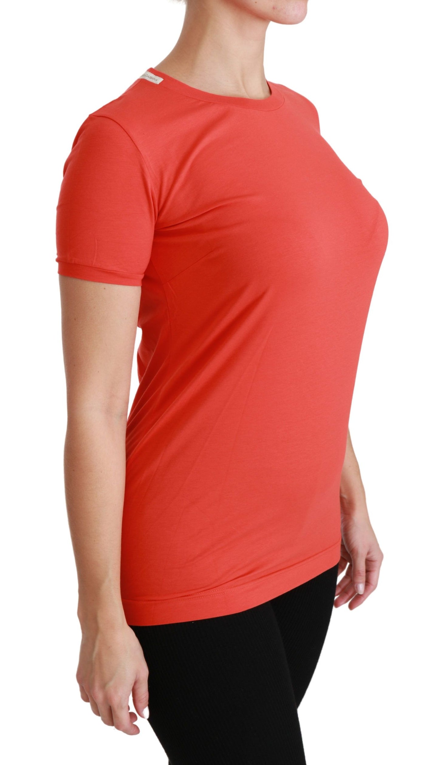 Dolce & Gabbana Camiseta de algodón roja de cuello redondo y manga corta