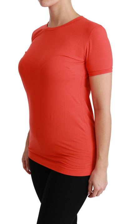 Dolce & Gabbana Camiseta de algodón roja de cuello redondo y manga corta