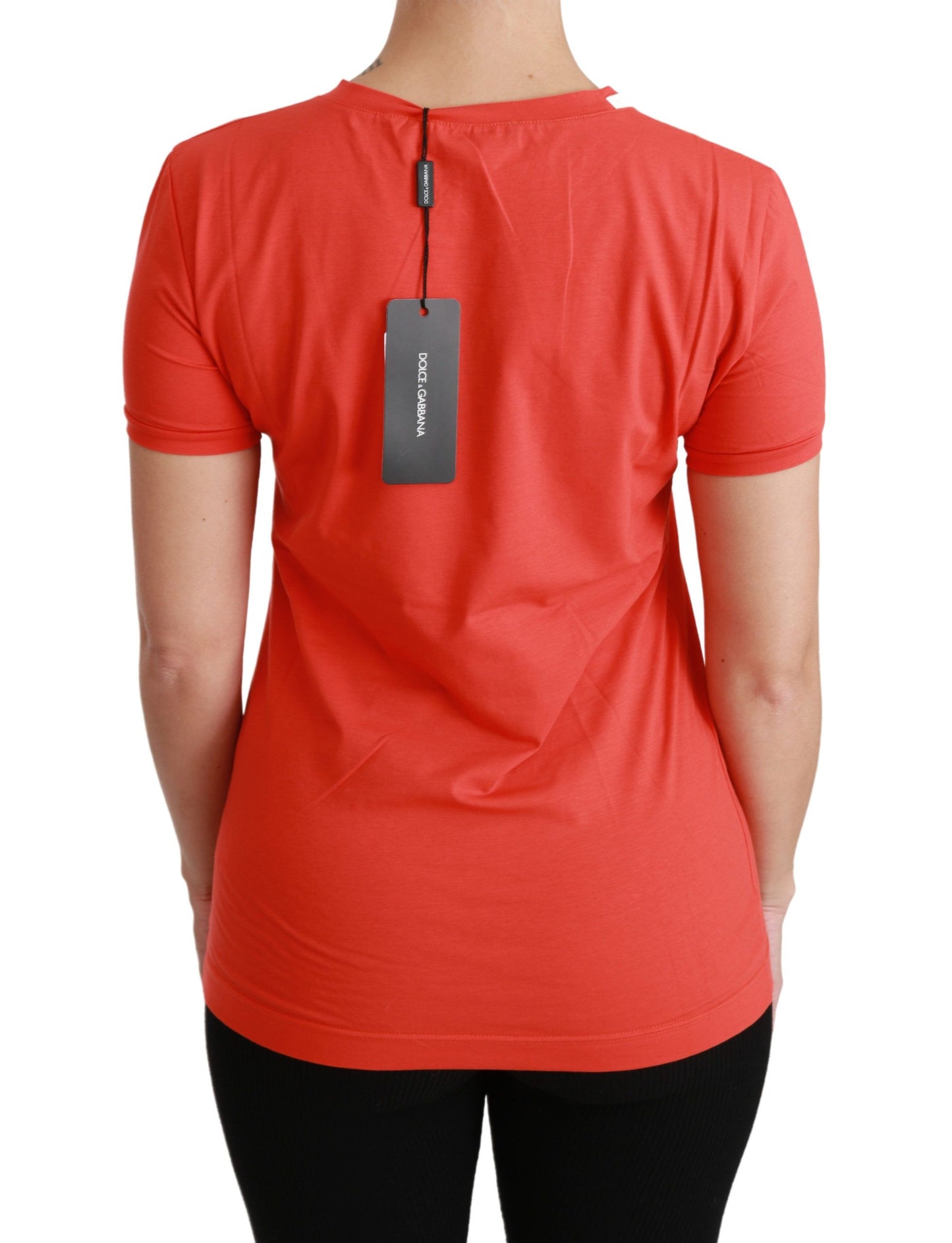 Dolce & Gabbana Camiseta de algodón roja de cuello redondo y manga corta