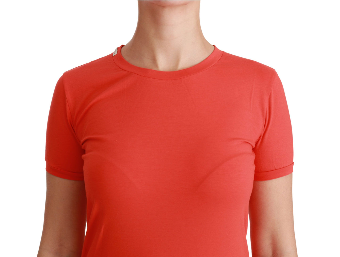 Dolce & Gabbana Camiseta de algodón roja de cuello redondo y manga corta