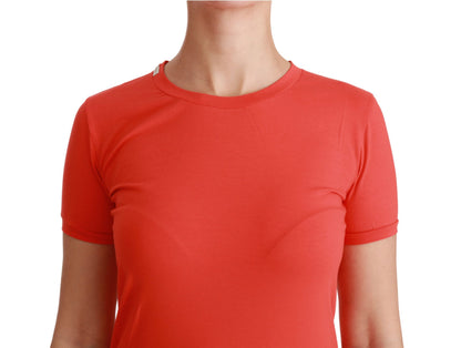 Dolce & Gabbana Camiseta de algodón roja de cuello redondo y manga corta