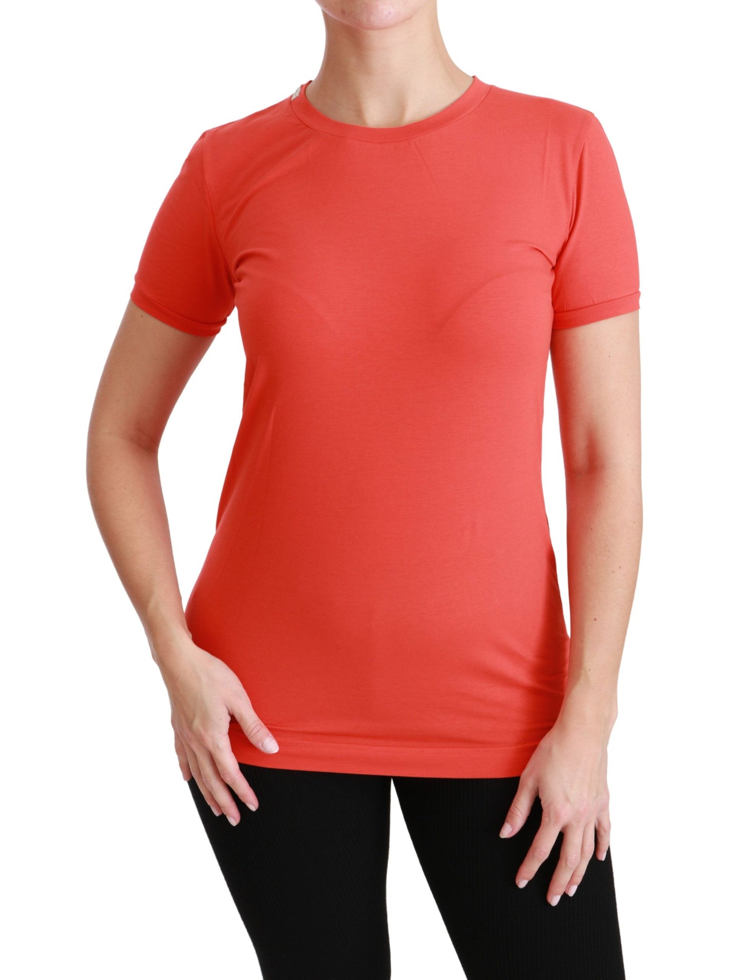 Dolce & Gabbana Camiseta de algodón roja de cuello redondo y manga corta