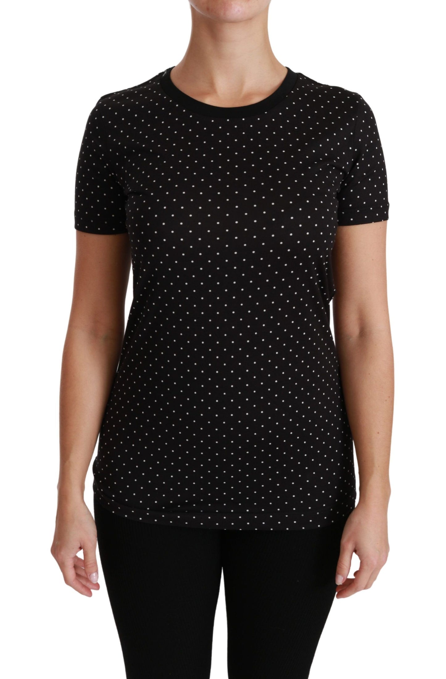 Camiseta Dolce & Gabbana de algodón negro con cuello redondo y lunares