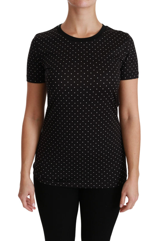 Camiseta Dolce & Gabbana de algodón negro con cuello redondo y lunares