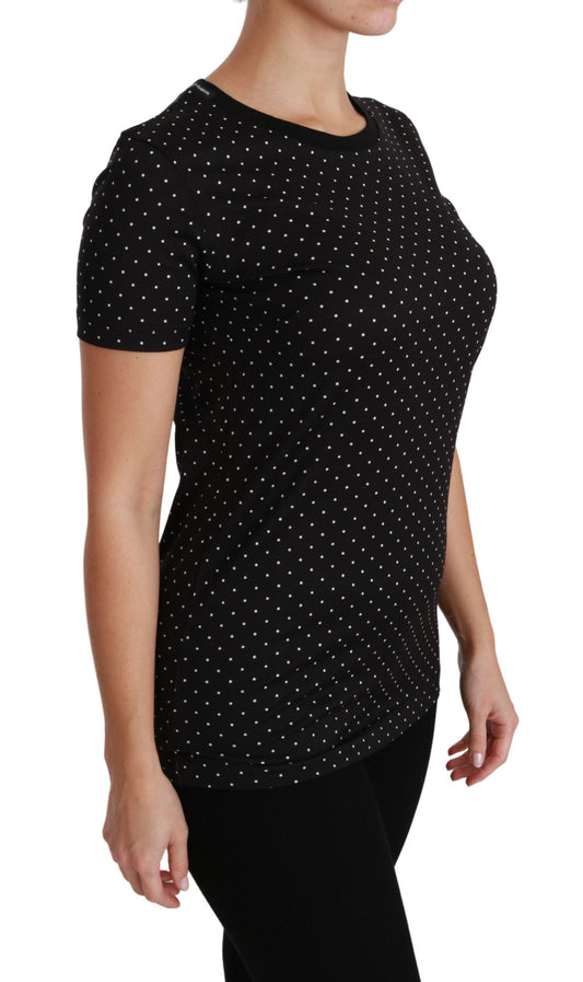 Camiseta Dolce & Gabbana de algodón negro con cuello redondo y lunares