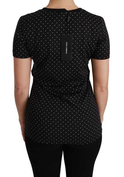Camiseta Dolce & Gabbana de algodón negro con cuello redondo y lunares