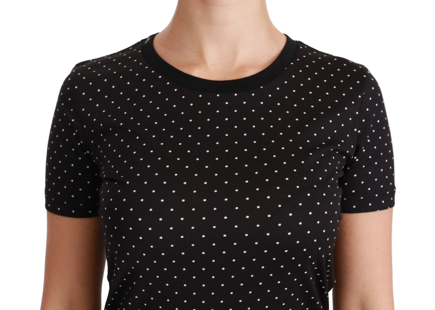 Camiseta Dolce & Gabbana de algodón negro con cuello redondo y lunares
