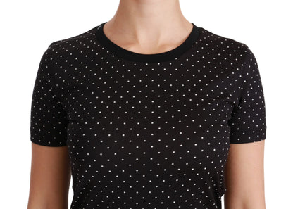 Camiseta Dolce & Gabbana de algodón negro con cuello redondo y lunares