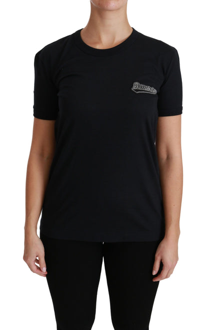 Camiseta de algodón con cuello redondo y parche Amore de Dolce & Gabbana