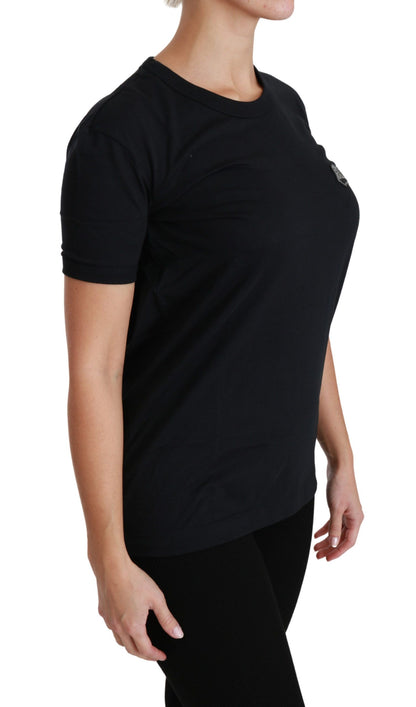 Camiseta de algodón con cuello redondo y parche Amore de Dolce & Gabbana