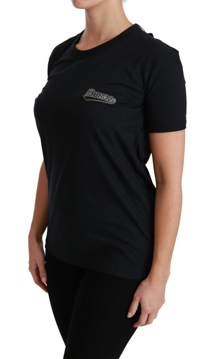 Camiseta de algodón con cuello redondo y parche Amore de Dolce & Gabbana