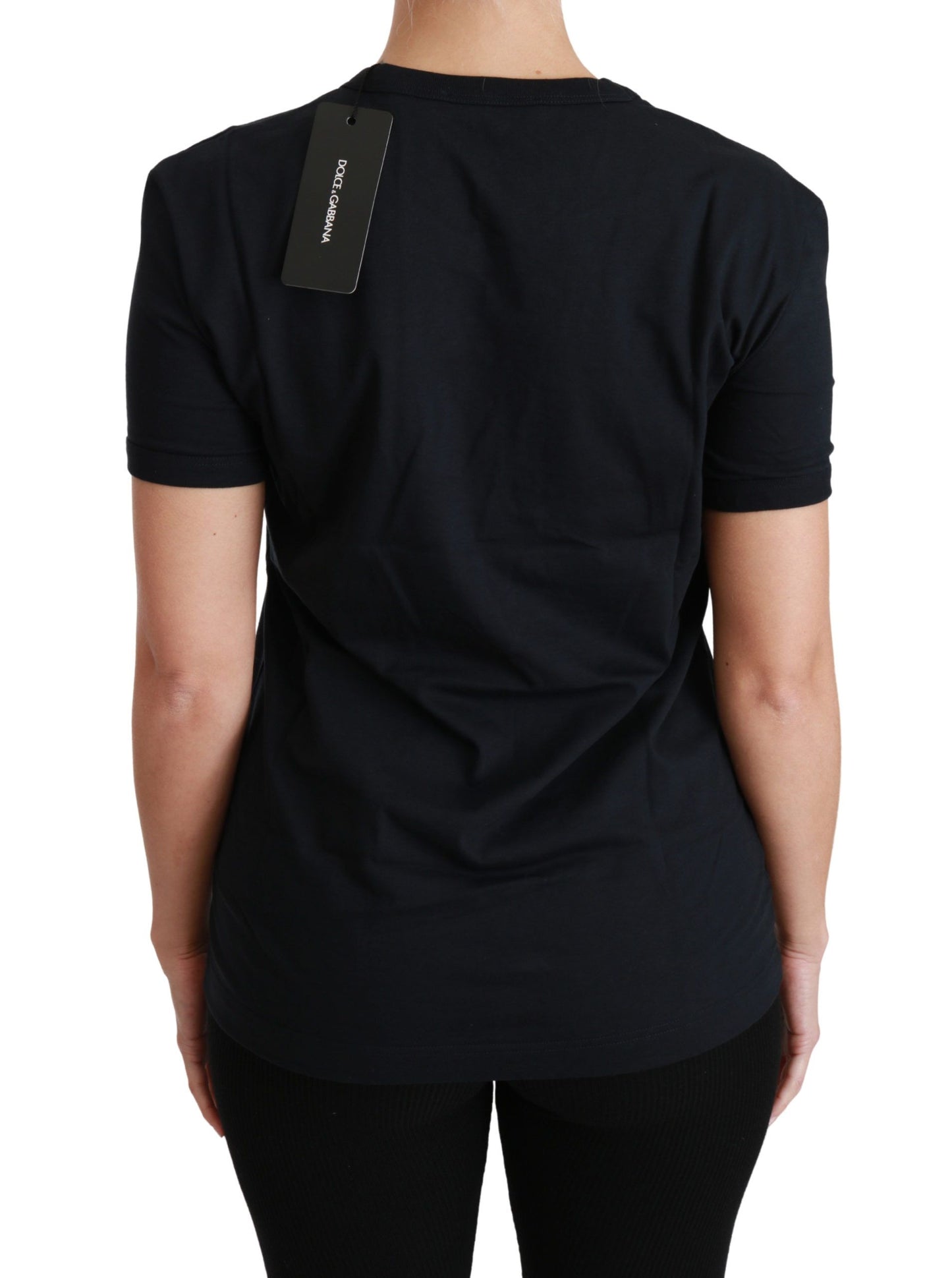 Camiseta de algodón con cuello redondo y parche Amore de Dolce & Gabbana