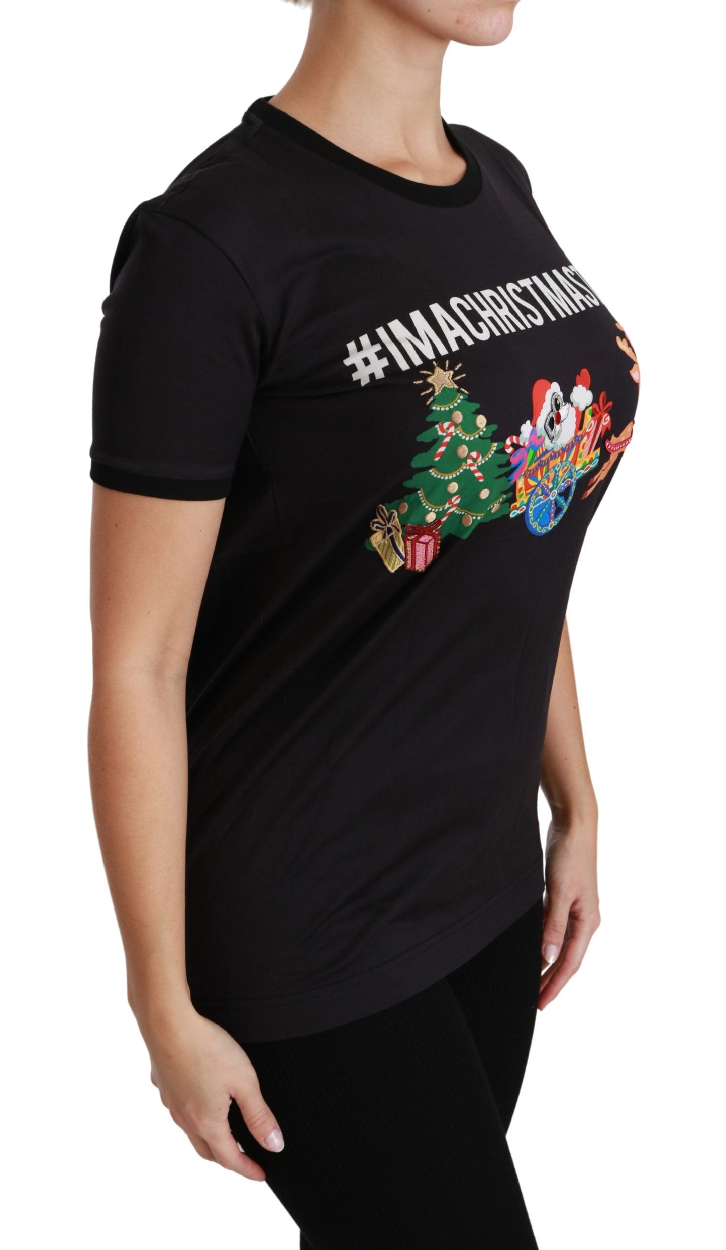 Dolce & Gabbana Negro #SoyUnÁrbolDeNavidad Camiseta de Cuello Redondo