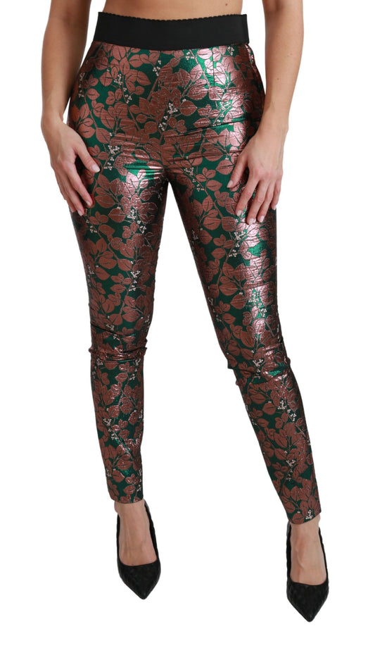 Pantalones pitillo Dolce & Gabbana verdes de hoja de bronce