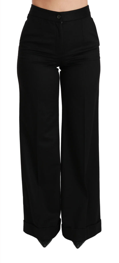 Dolce & Gabbana Pantalón Negro de Pernera Ancha Acampanado de Cachemir