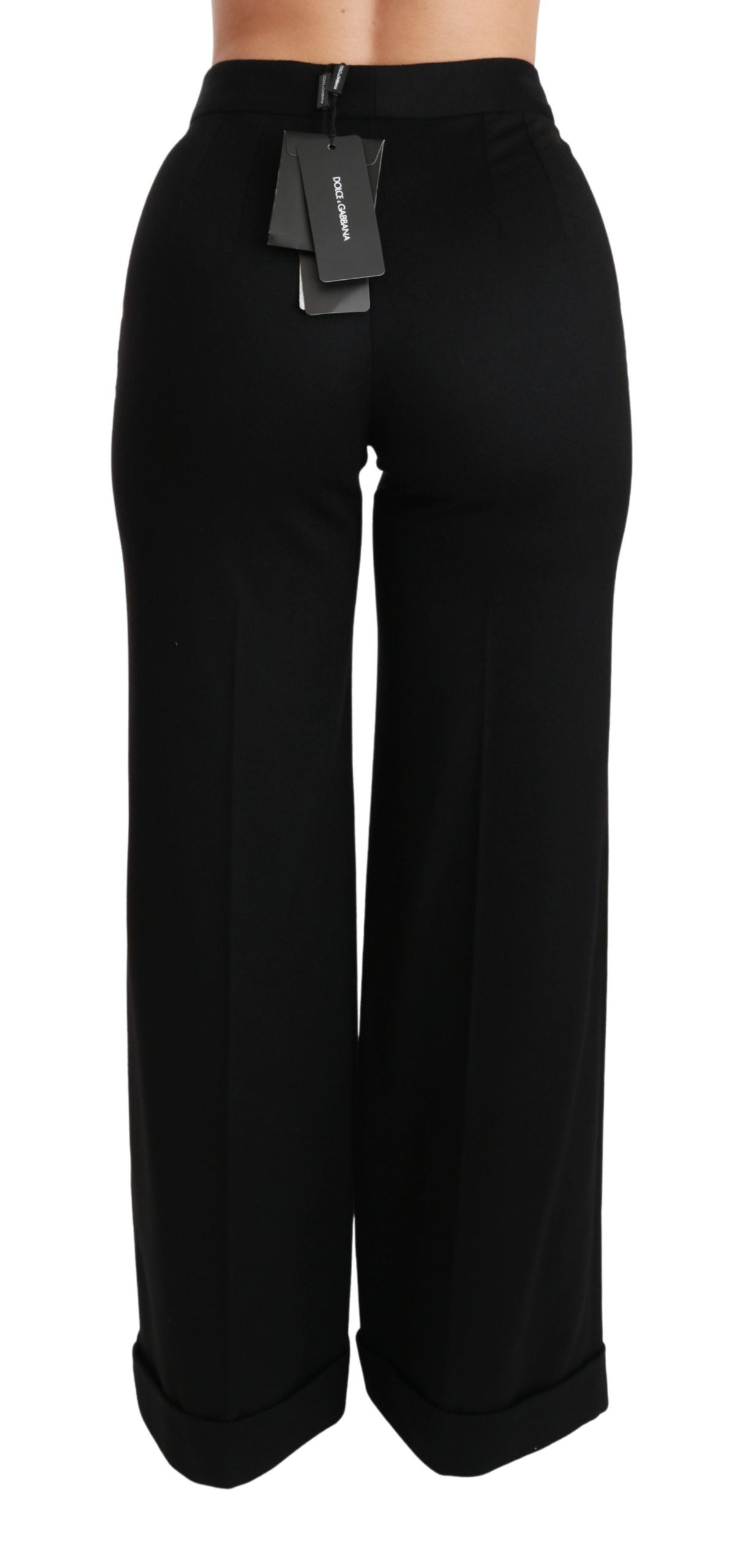 Dolce & Gabbana Pantalón Negro de Pernera Ancha Acampanado de Cachemir