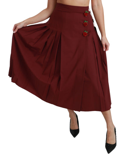 Falda maxi plisada de lana de talle alto roja de Dolce & Gabbana