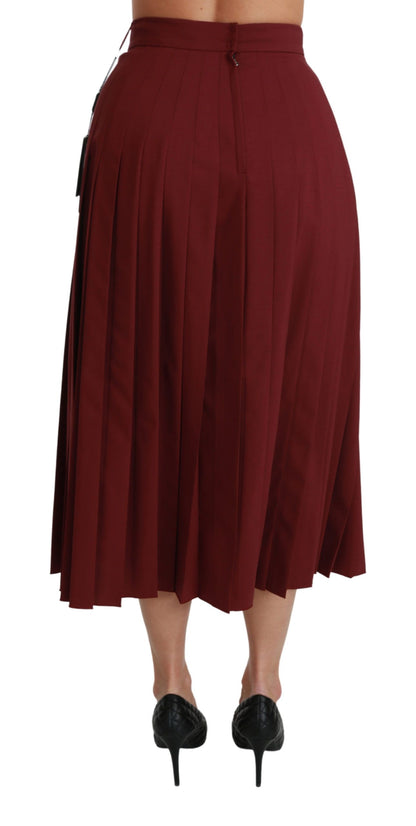Falda maxi plisada de lana de talle alto roja de Dolce & Gabbana