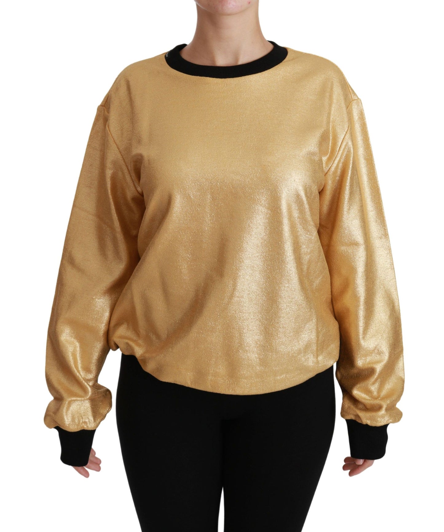 Jersey de algodón dorado con cuello redondo de Dolce & Gabbana