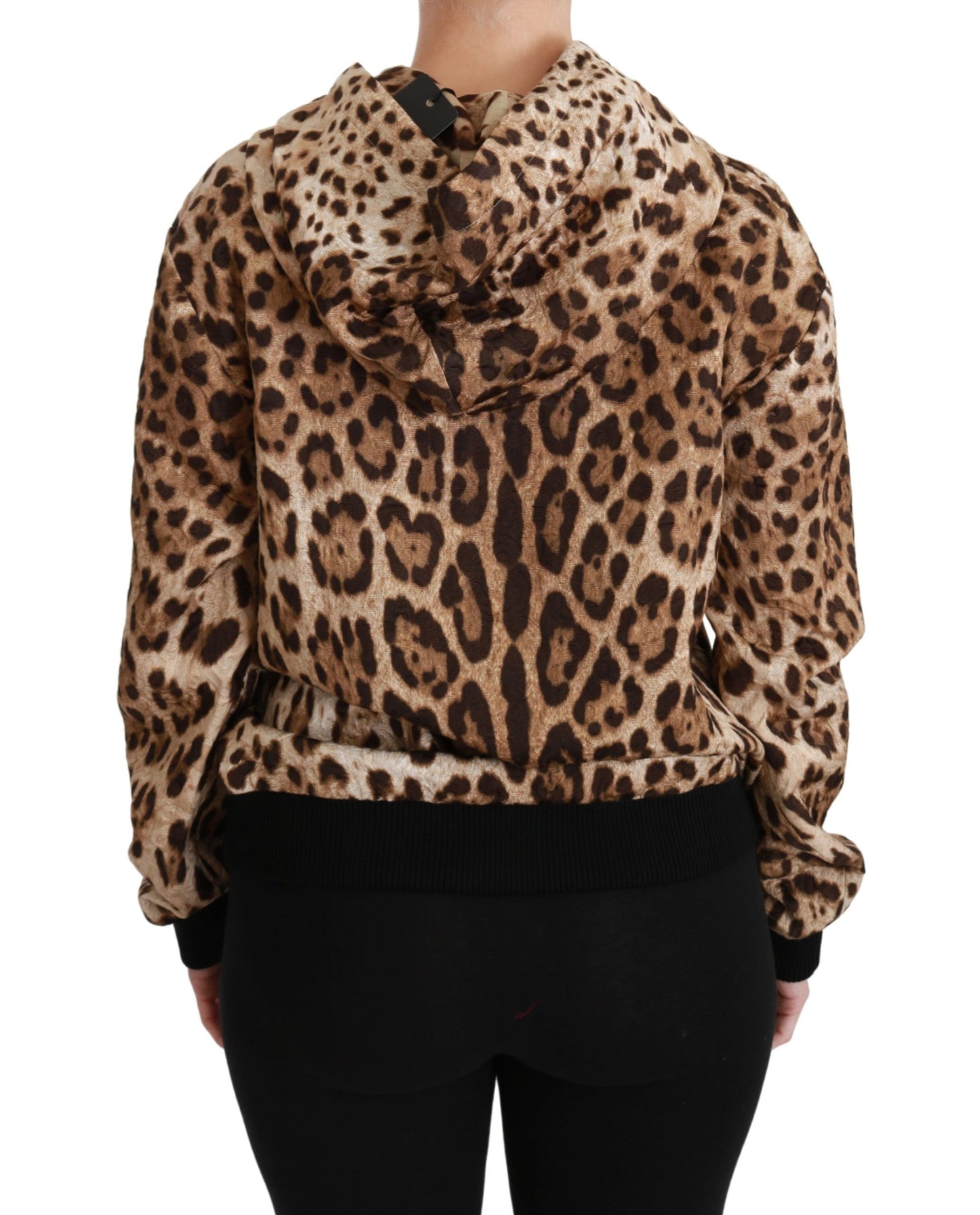 Suéter Dolce & Gabbana con Capucha, Tachuelas de Ayers y Estampado de Leopardo, Color Marrón
