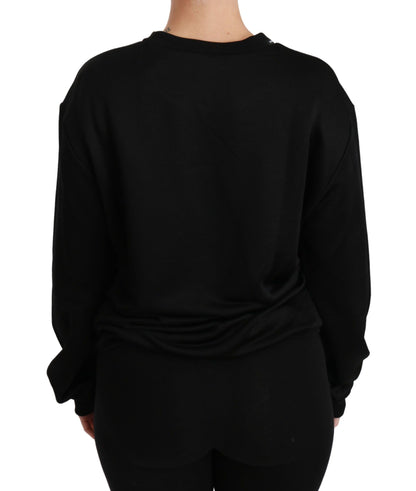 Sudadera de cuello redondo en algodón negro de Dolce & Gabbana