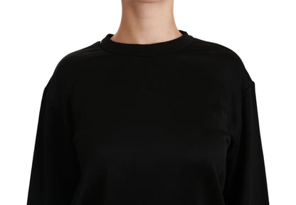 Sudadera de cuello redondo en algodón negro de Dolce & Gabbana