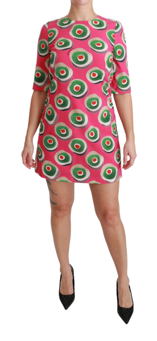 Vestido elástico Dolce & Gabbana de seda rosa con diseño de cupcake