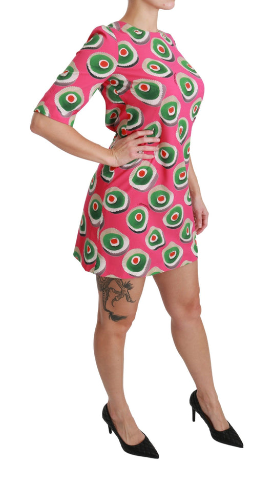 Vestido elástico Dolce & Gabbana de seda rosa con diseño de cupcake