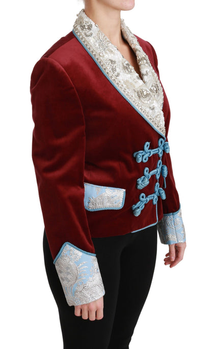 Chaqueta Blazer de Terciopelo Rojo con Cristales Barrocos Dolce & Gabbana