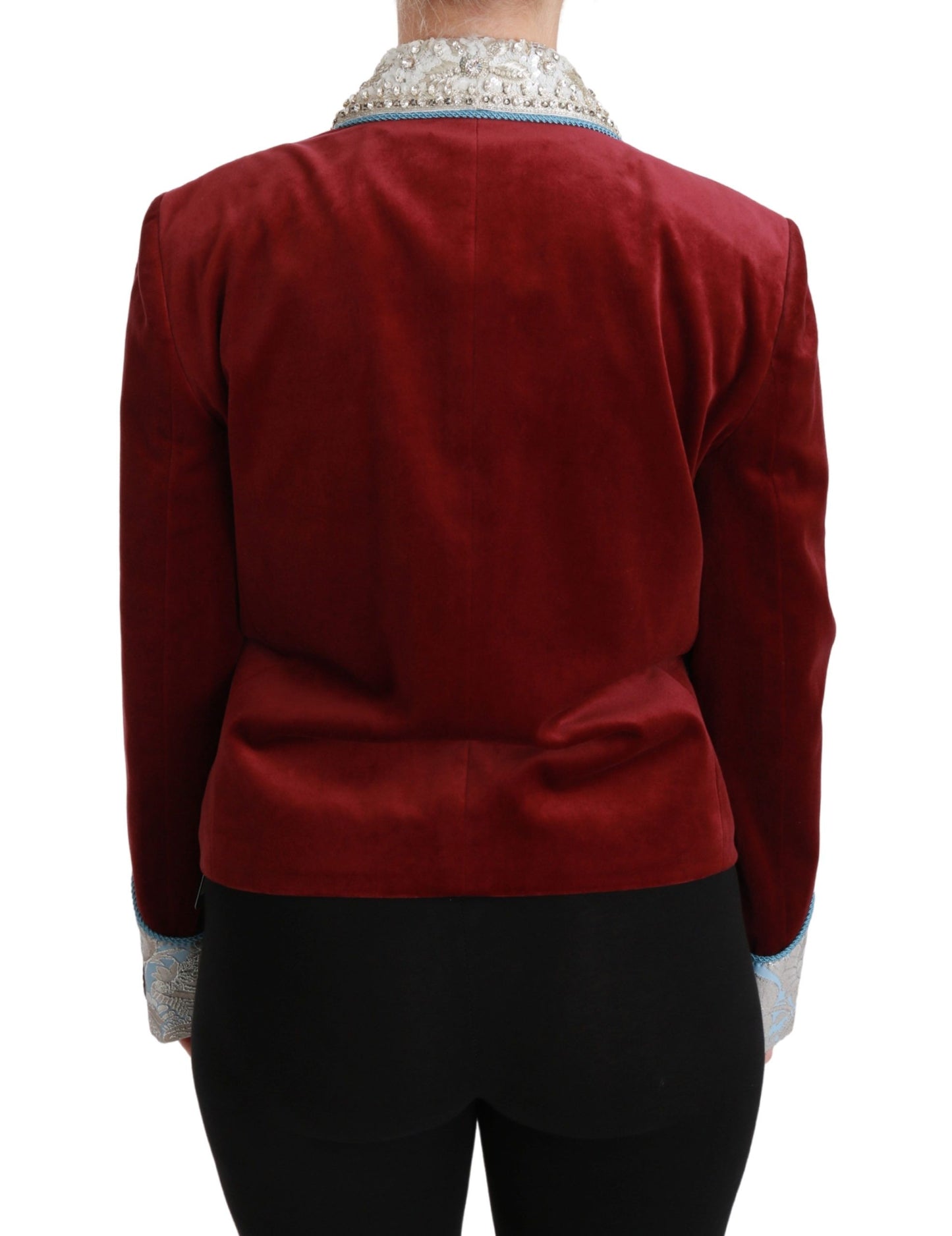 Chaqueta Blazer de Terciopelo Rojo con Cristales Barrocos Dolce & Gabbana
