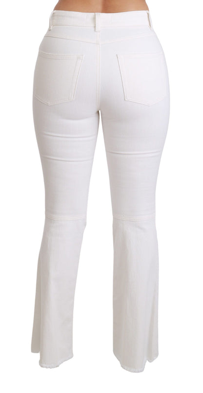 Pantalones de Algodón Elástico Acampanados con Corazones Blancos de Dolce & Gabbana