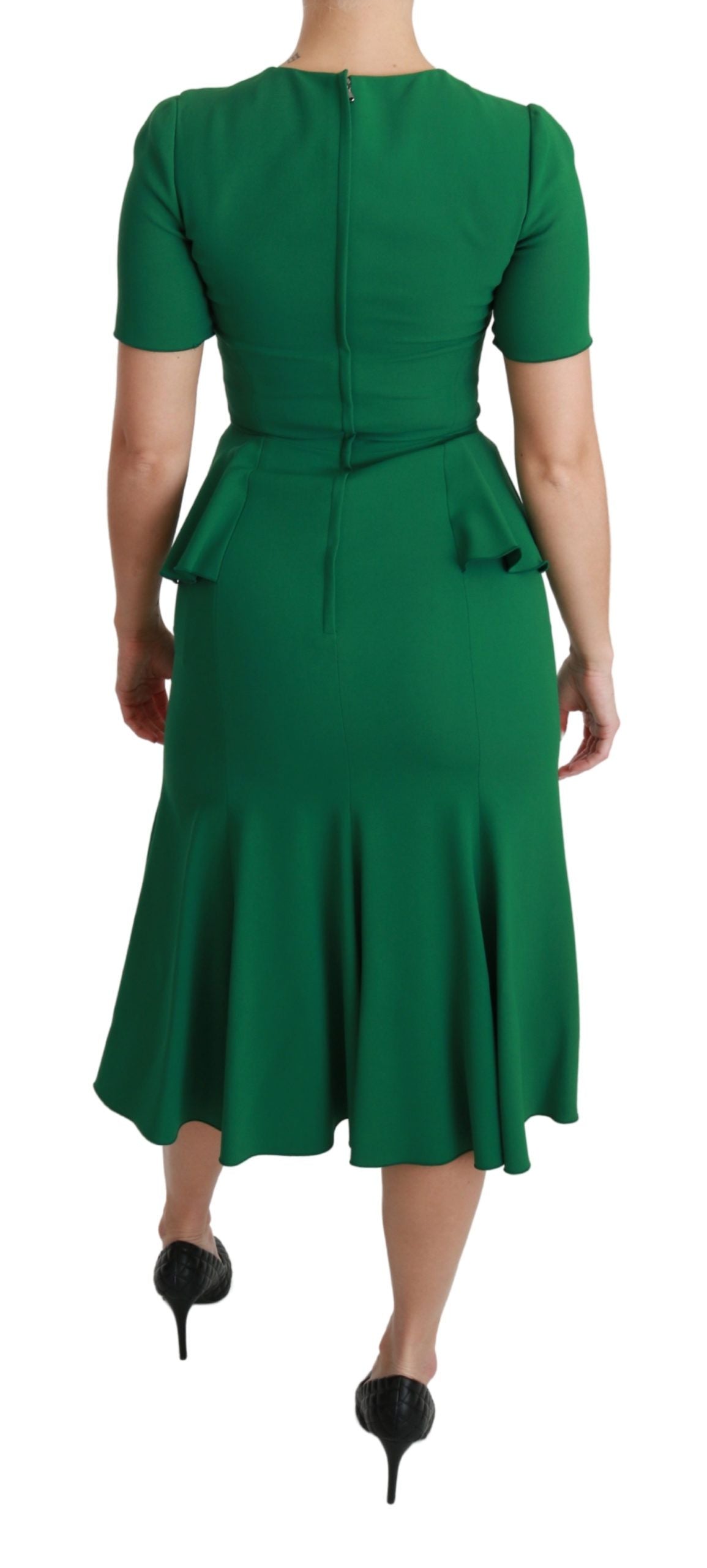 Vestido midi de viscosa Dolce & Gabbana con parches de corazón verdes y cola de sirena