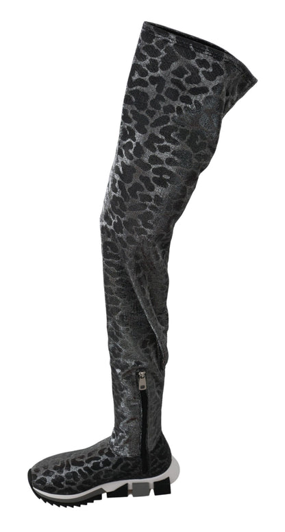 Zapatillas Botines Dolce & Gabbana Grises Leopardo de Caña Alta