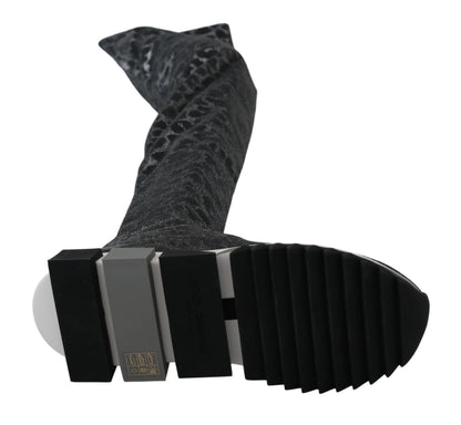 Zapatillas Botines Dolce & Gabbana Grises Leopardo de Caña Alta