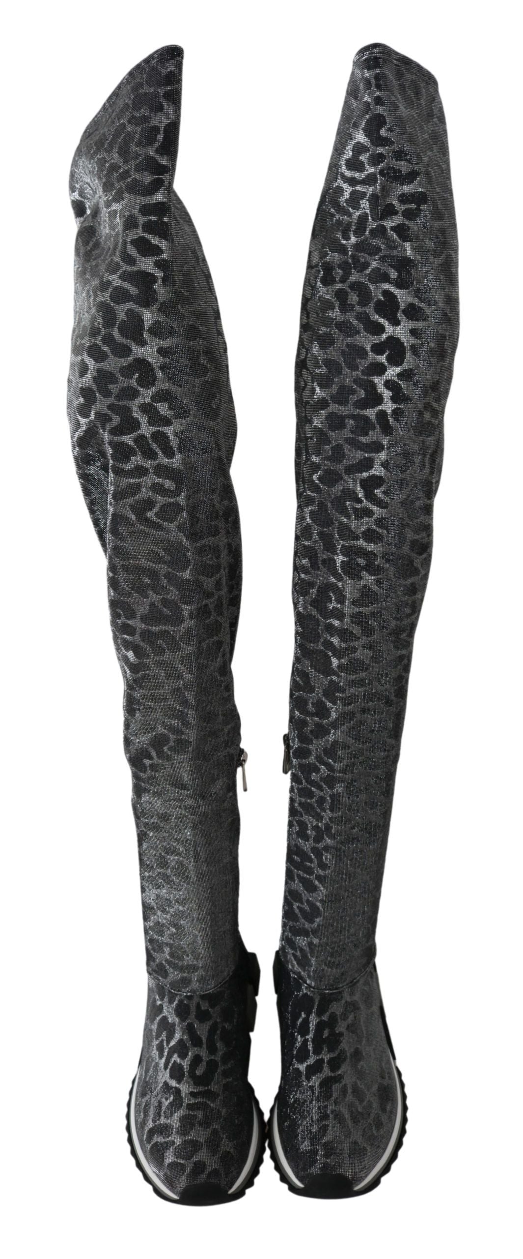 Zapatillas Botines Dolce & Gabbana Grises Leopardo de Caña Alta