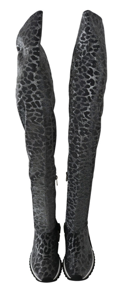 Zapatillas Botines Dolce & Gabbana Grises Leopardo de Caña Alta