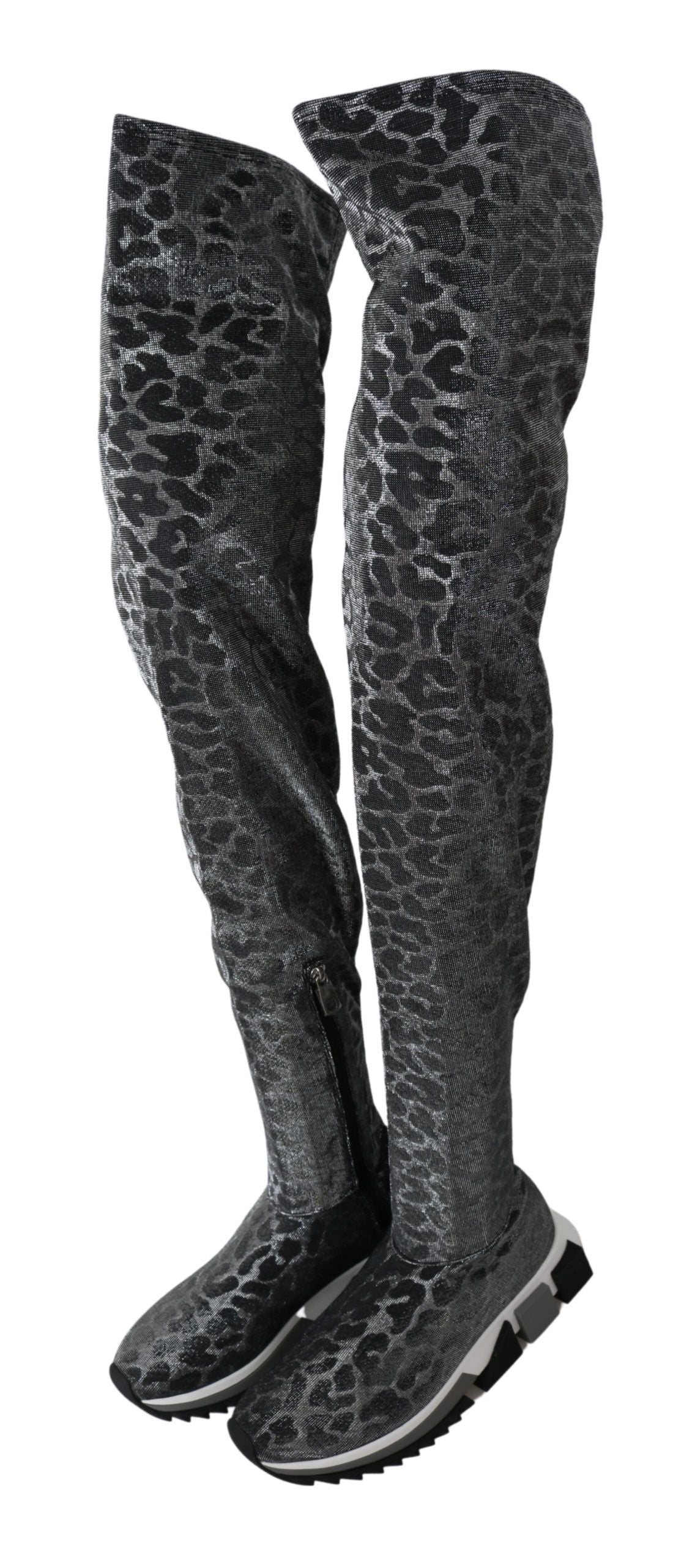 Zapatillas Botines Dolce & Gabbana Grises Leopardo de Caña Alta