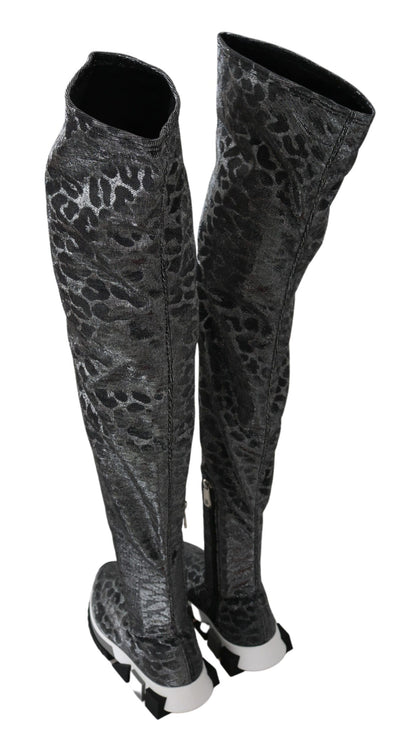 Zapatillas Botines Dolce & Gabbana Grises Leopardo de Caña Alta
