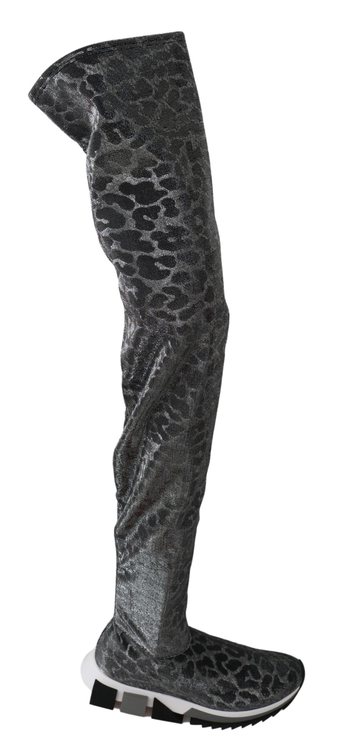 Zapatillas Botines Dolce & Gabbana Grises Leopardo de Caña Alta