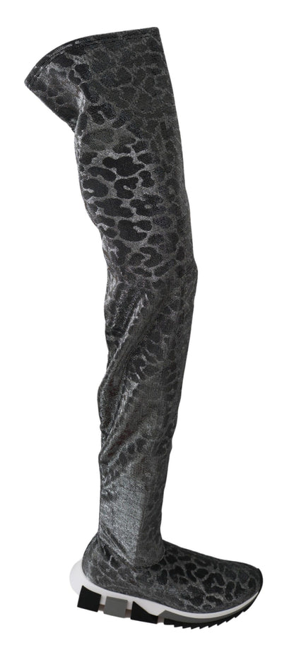 Zapatillas Botines Dolce & Gabbana Grises Leopardo de Caña Alta