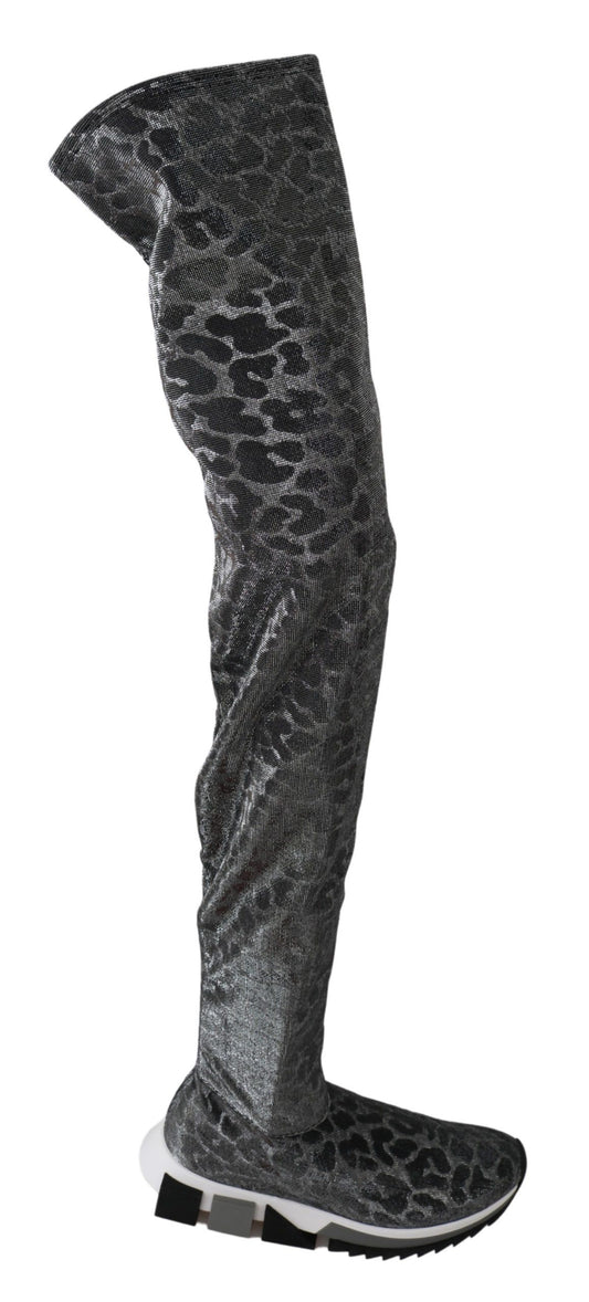 Zapatillas Botines Dolce & Gabbana Grises Leopardo de Caña Alta