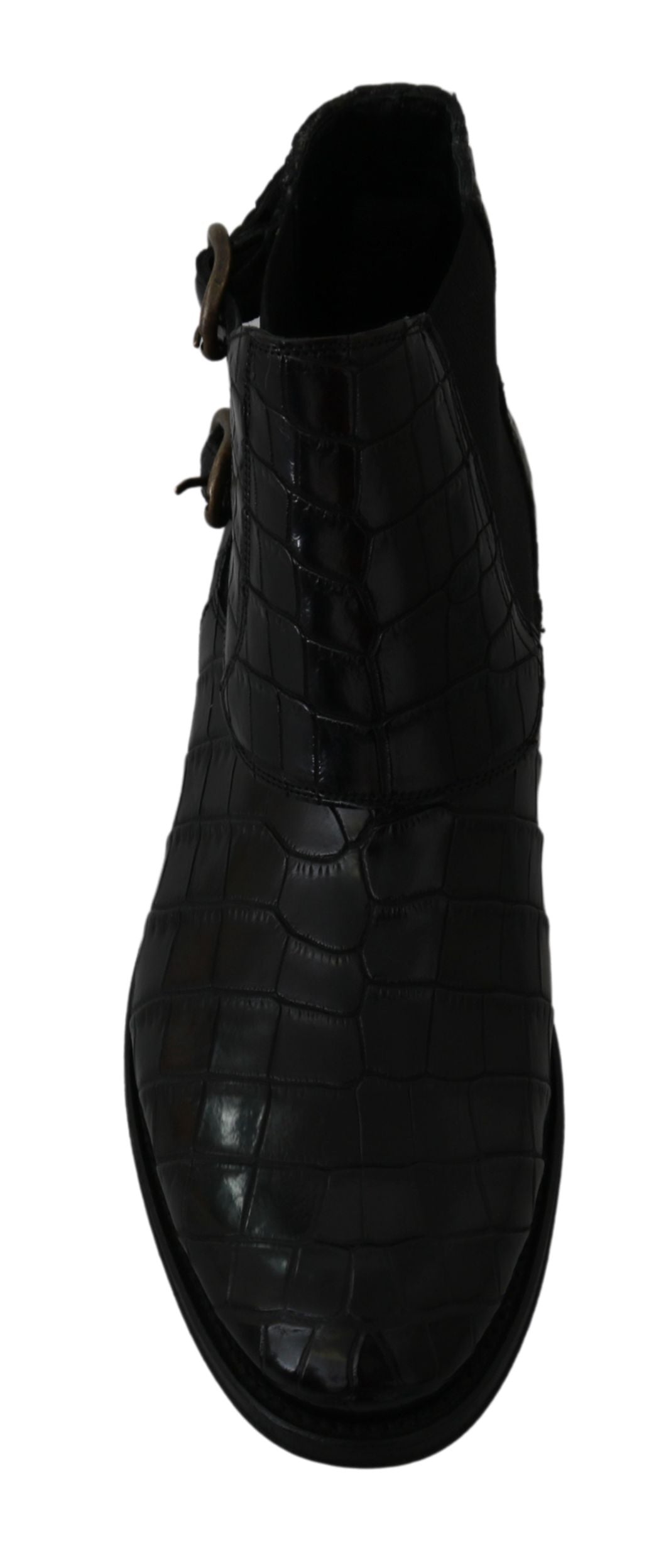 Botas Derby de Piel de Cocodrilo Negras Dolce & Gabbana