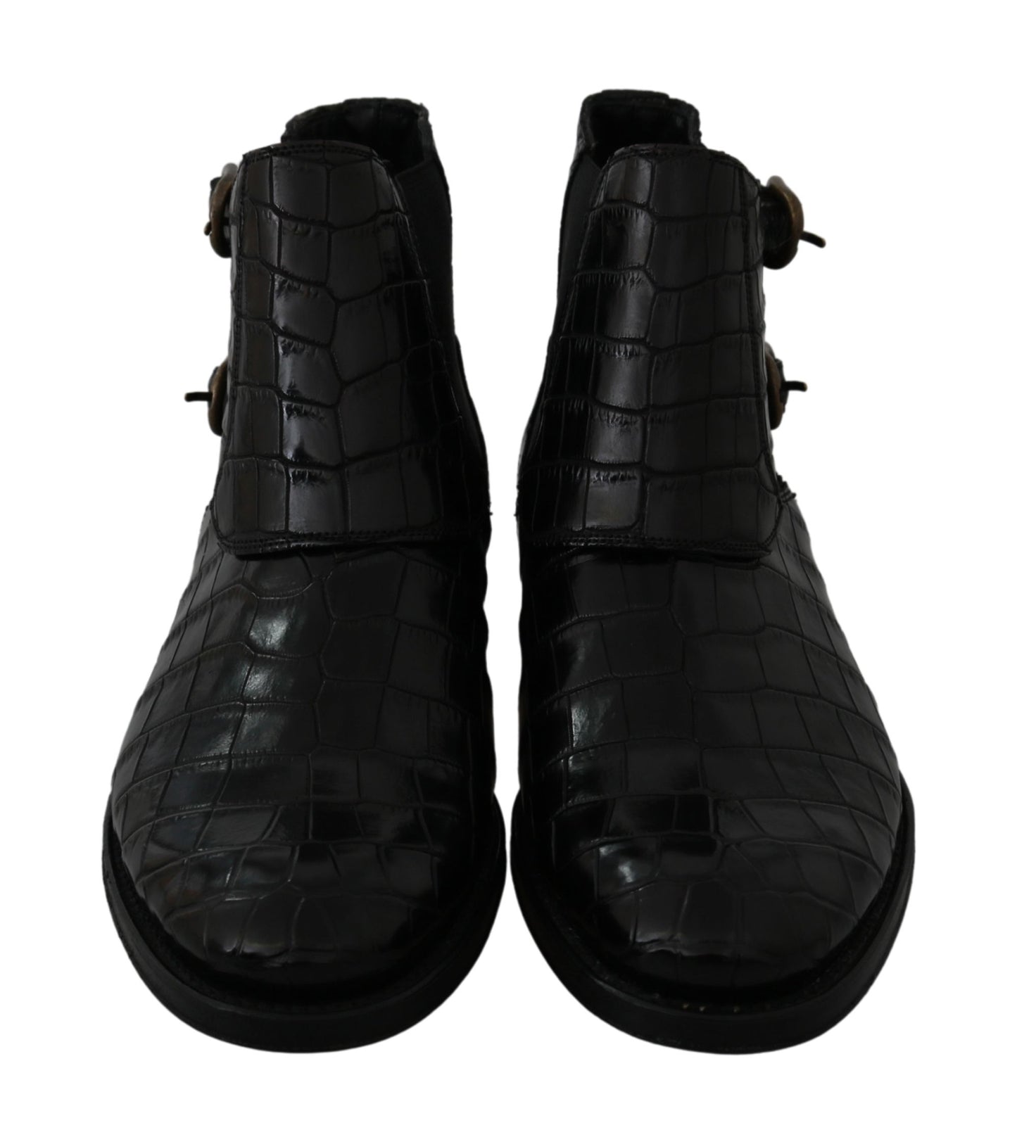 Botas Derby de Piel de Cocodrilo Negras Dolce & Gabbana