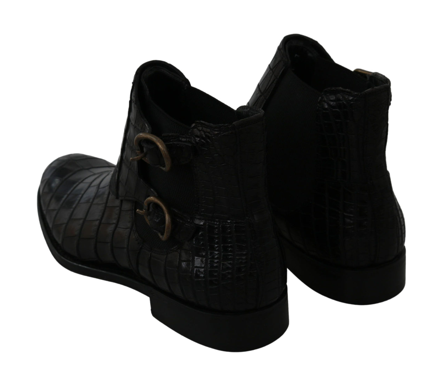 Botas Derby de Piel de Cocodrilo Negras Dolce & Gabbana