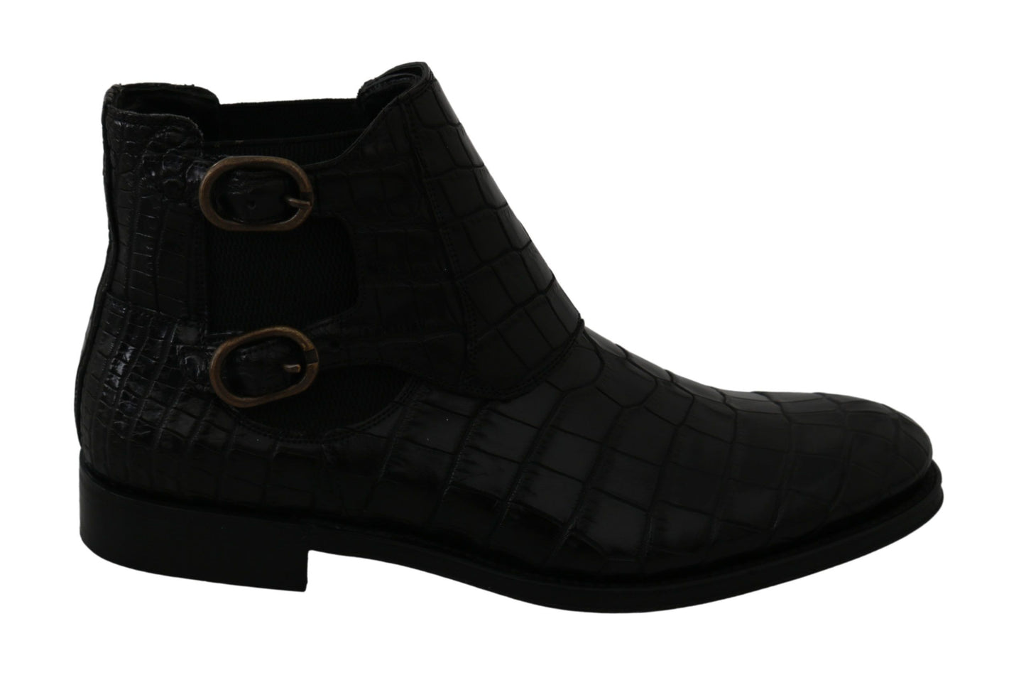 Botas Derby de Piel de Cocodrilo Negras Dolce & Gabbana